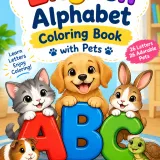 English alphabet coloring book with animals