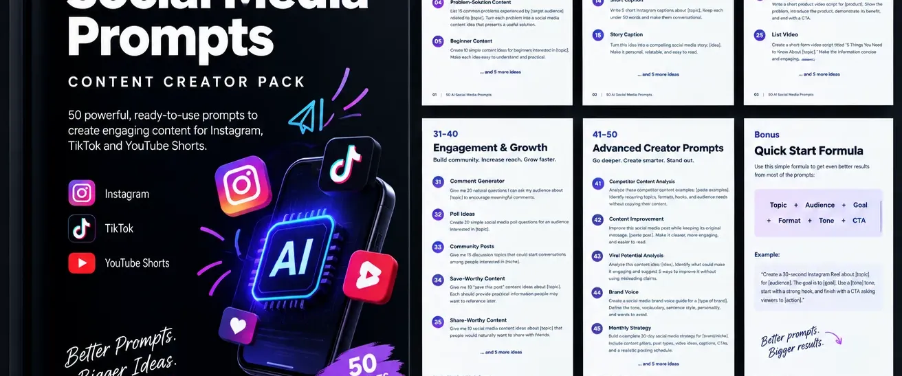 50 AI Prompts for Social Media Content Creation