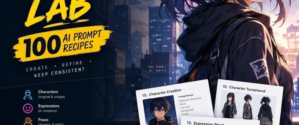 Anime Character Lab — 100 Prompt Recipes for Consistent Anime Characters