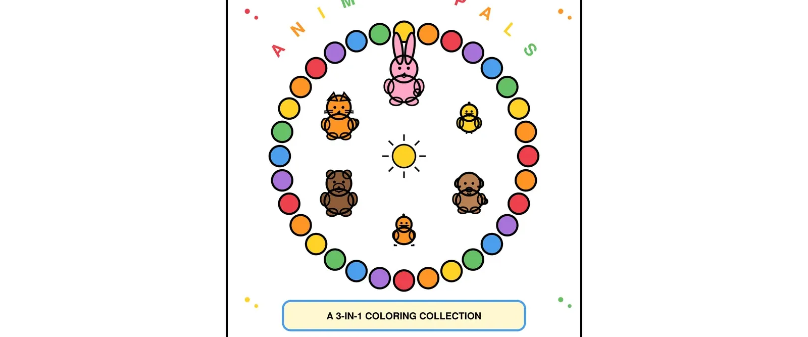 Geometric Shapes Pet Animals Coloring Book – 13 Pages for Kids