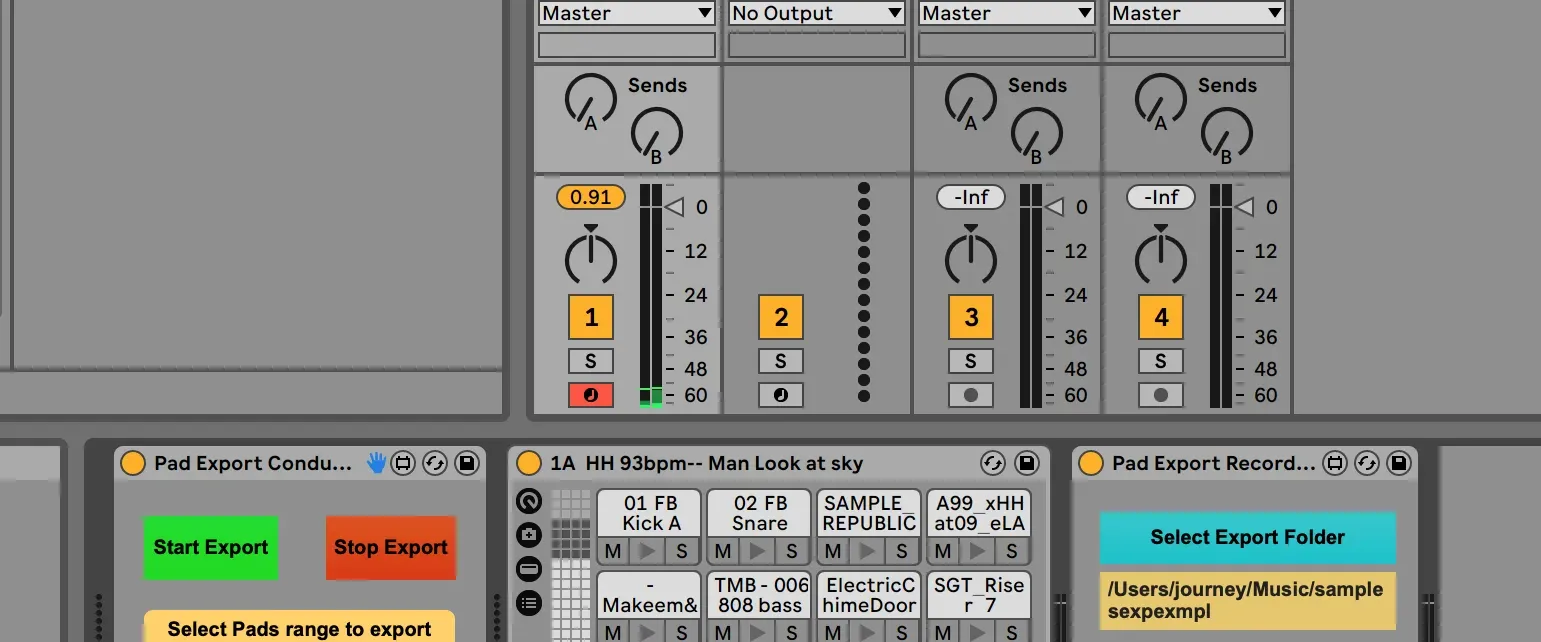 Ableton Live - Pad Export Automation (Max for Live device)