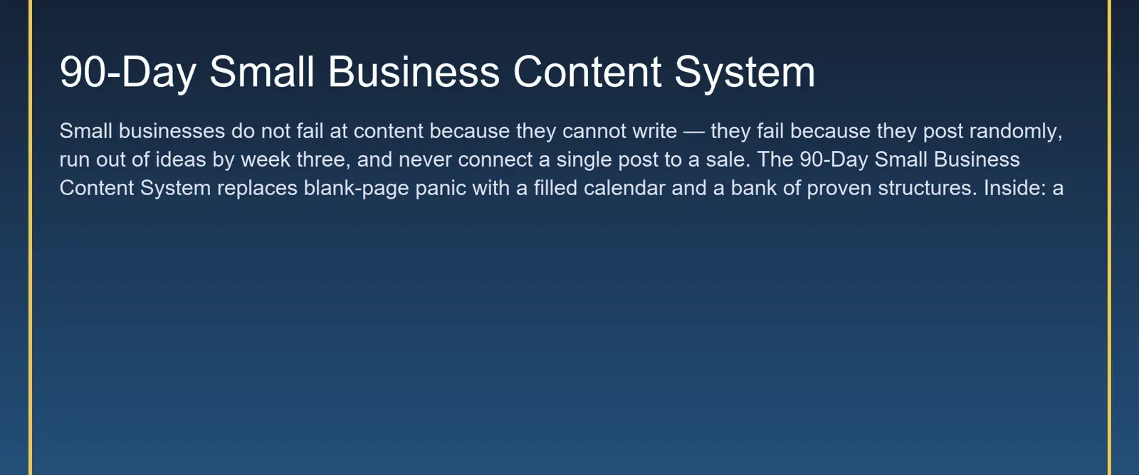 90-Day Small Business Content System