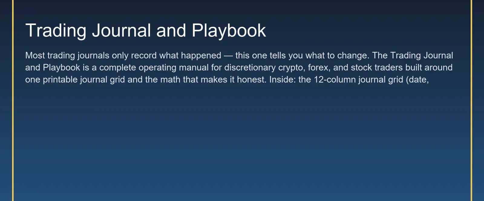 Trading Journal and Playbook