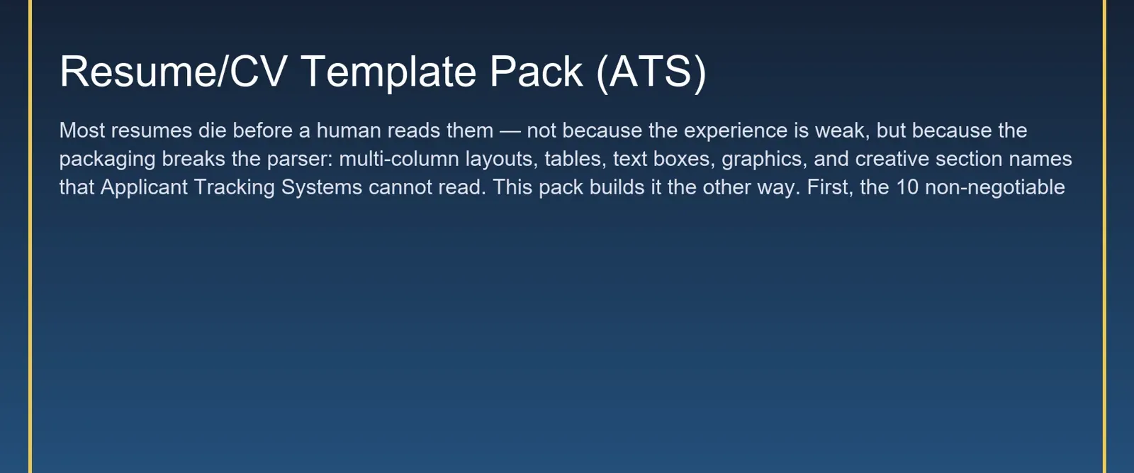 Resume/CV Template Pack (ATS)