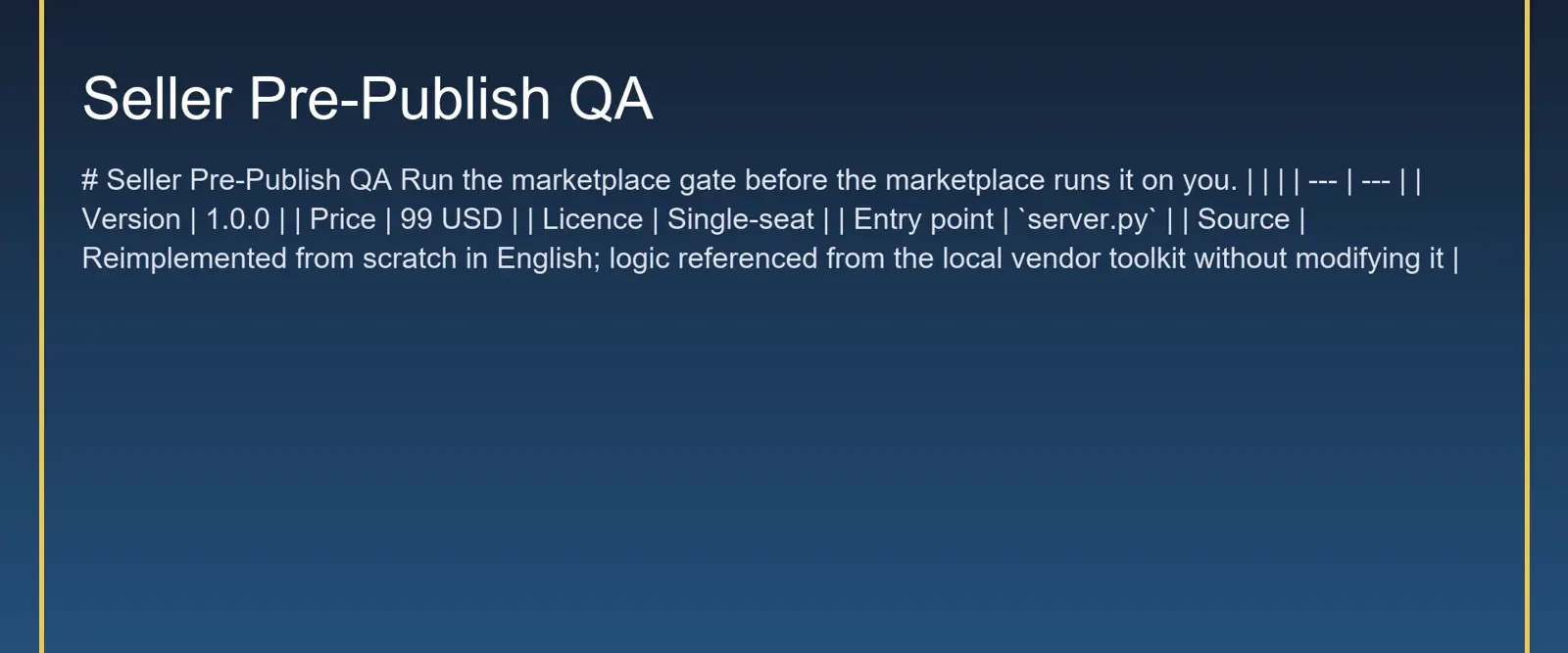 Seller Pre-Publish QA