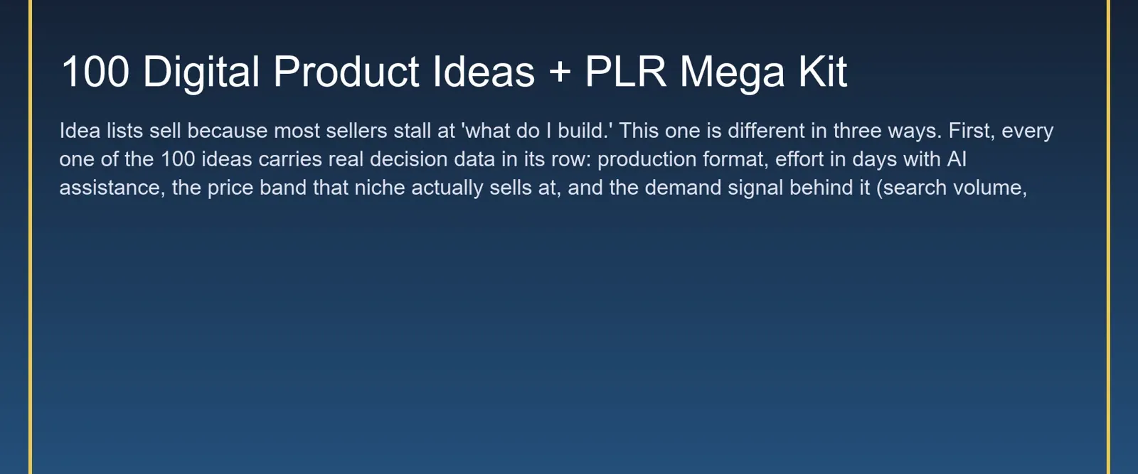 100 Digital Product Ideas + PLR Mega Kit
