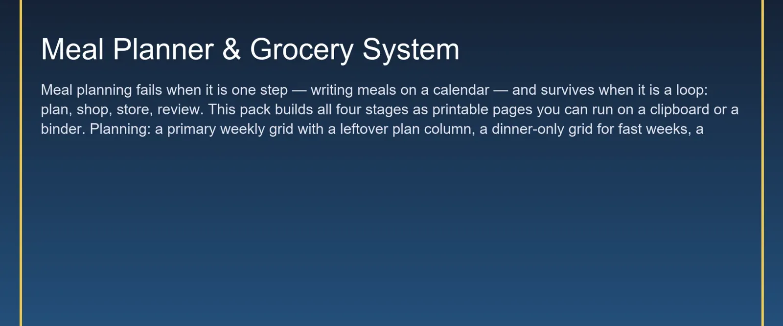 Meal Planner & Grocery System