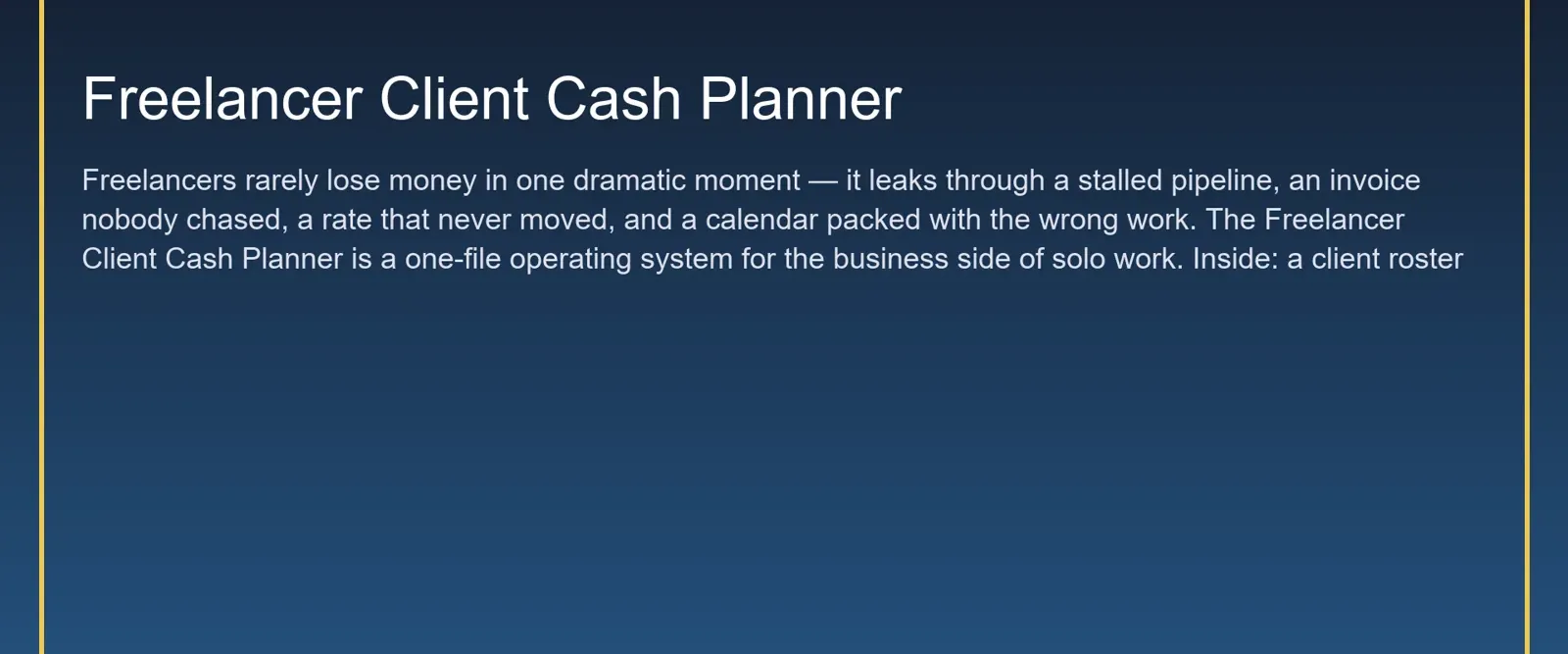 Freelancer Client Cash Planner