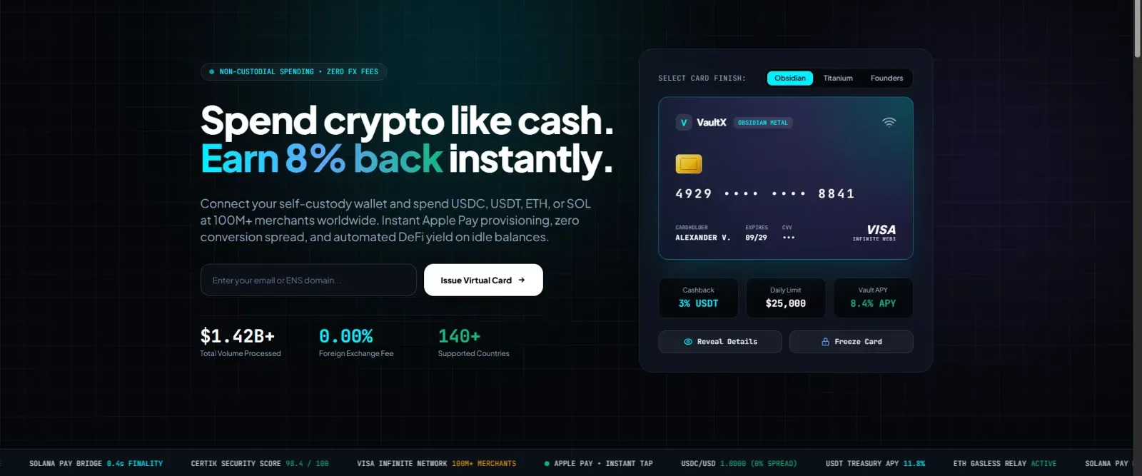 VaultX — Web3 Crypto Neobank, Virtual Visa Card & DeFi SaaS Template