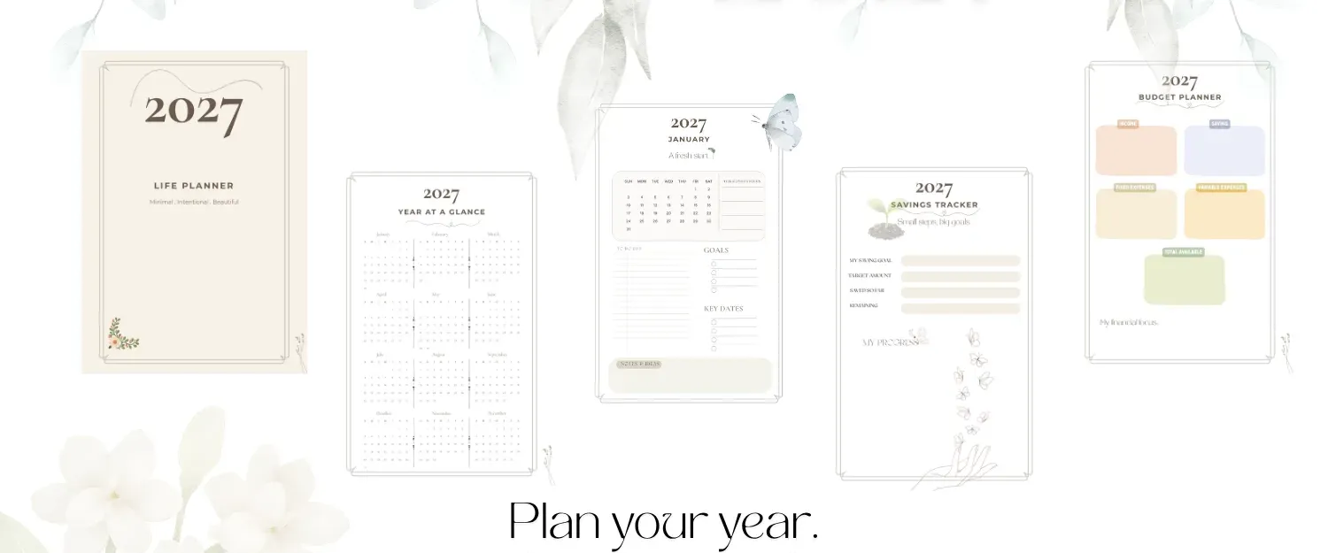2027 Minimal Life Planner | 30-Page Printable PDF
