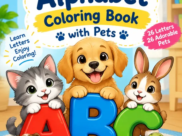 English alphabet coloring book with animals