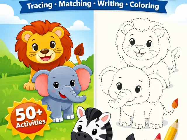 My First Animal Workbook for Kids Ages 3–6 | 50+ English Learning Activities