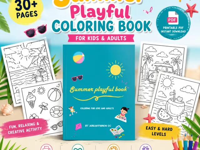 Summer Playful Coloring Book | Printable PDF
