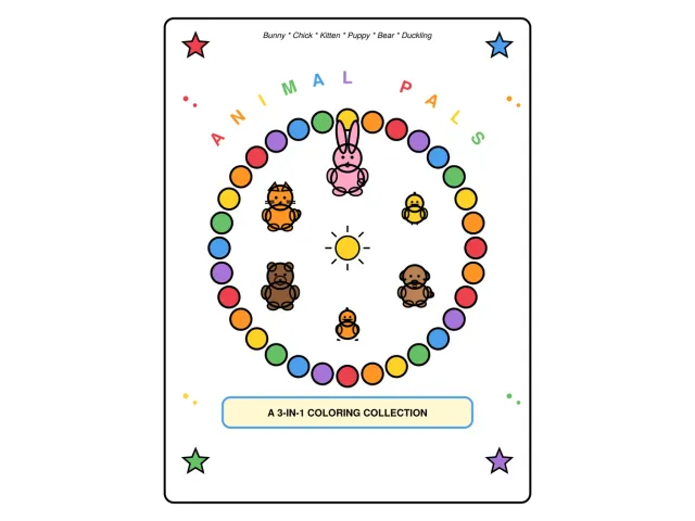 Geometric Shapes Pet Animals Coloring Book – 13 Pages for Kids