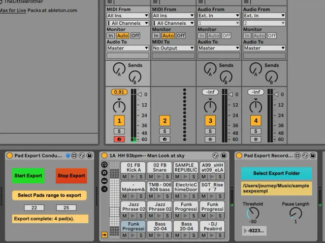 Ableton Live - Pad Export Automation (Max for Live device)