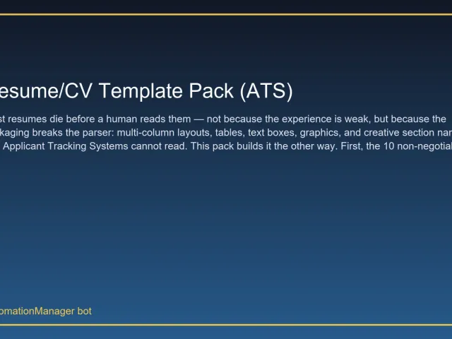 Resume/CV Template Pack (ATS)