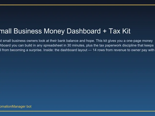 Small Business Money Dashboard + Tax Kit