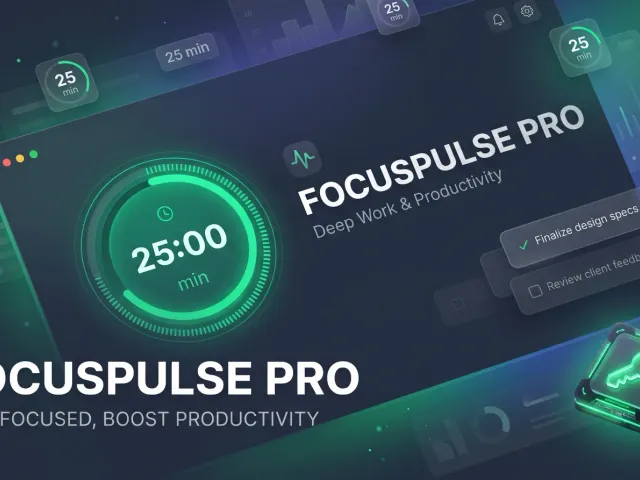 FocusPulse Pro v1.0 — Licensed Deep Work Timer & Task Tracker