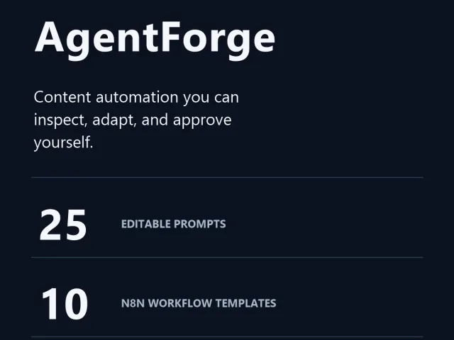 AgentForge Starter — 25 Editable AI Agent Prompts + 10 n8n Workflow Templates