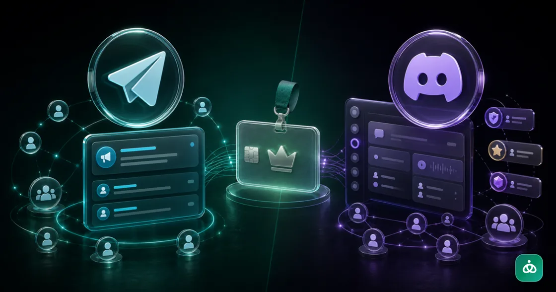 Balanced Telegram and Discord community membership workflows connected to one access pass